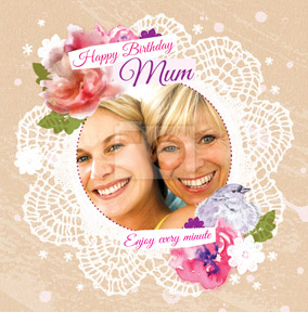 Doily - Birthday Card Mum Photo Upload
