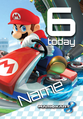 Mario Kart- Birthday Card You're 6 Today
