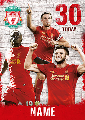 Liverpool Football Club Birthday Card - 30 Today