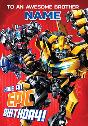 Transformers Awesome Brother Personalised Birthday Card