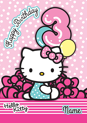 Hello Kitty 3 Today Birthday Card