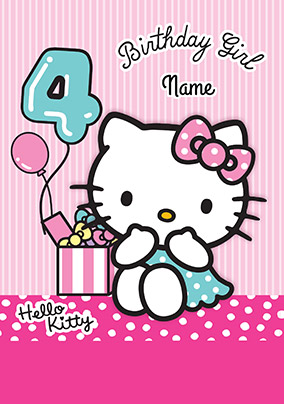 Hello Kitty 4 Today Birthday Card