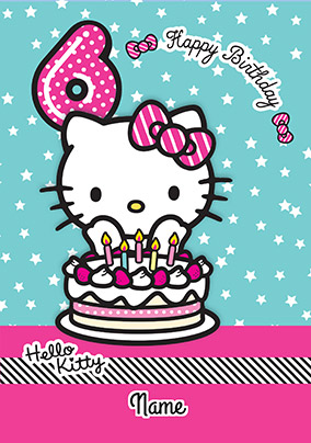 Hello Kitty 6 Today Birthday Card