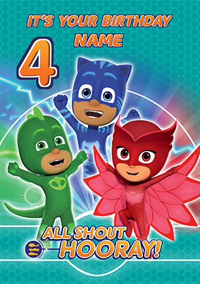 PJ Masks Age 4 Personalised Birthday Card