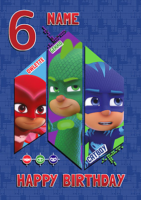 PJ Masks Age 6 Personalised Birthday Card