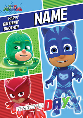 PJ Masks Brother Personalised Birthday Card