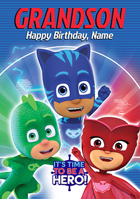 PJ Masks Grandson Personalised Birthday Card