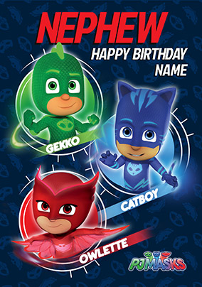 PJ Masks Nephew Personalised Birthday Card