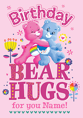 Birthday Bear Hugs Care Bears Personalised Card