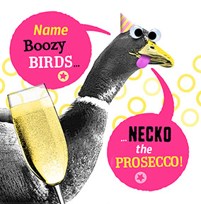 Boozy Birds Personalised Birthday Card - Punny Farm