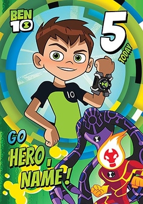 Ben 10 - 5 Today Personalised Card