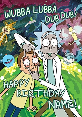 Rick & Morty Wubba Lubba Birthday Card