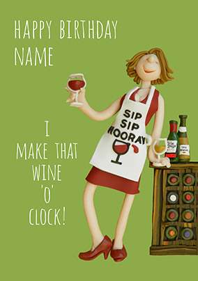 Wine 'O Clock Personalised Card