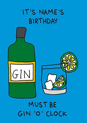 Gin 'O Clock Personalised Card