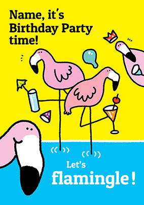 Let's Flamingle Personalised Birthday Card