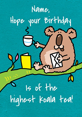 Koala Tea Personalised Birthday Card