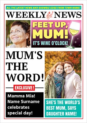 Spoof Newspaper Mum Personalised Birthday Card