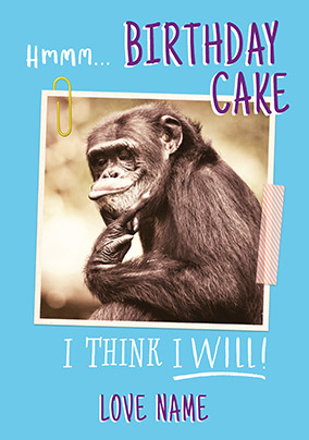 Hmmm Birthday Cake Personalised Card