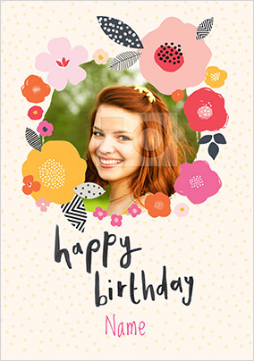 Floral Birthday Photo Upload Card