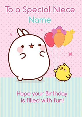 Molang - Happy Birthday Personalised Card