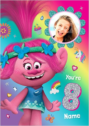 Trolls - 8 Today Photo Birthday Card