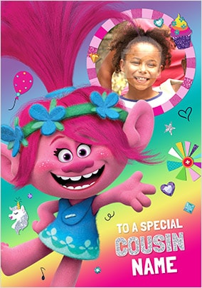 Trolls - Cousin Birthday Photo Card