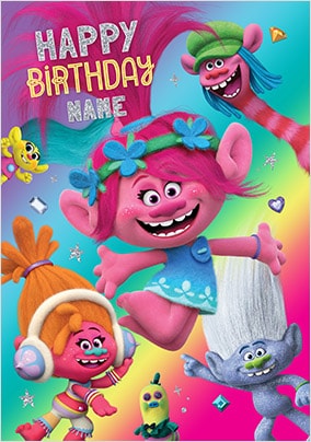 Trolls - Happy Birthday Personalised Card
