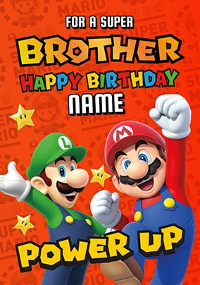 Super Brother Mario Personalised Birthday Card