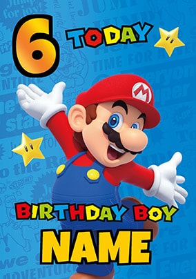 Mario 6 Today Personalised Birthday Card