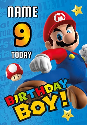 Mario 9 Today Personalised Birthday Card