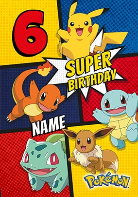 Pokemon 6th Birthday Personalised Card