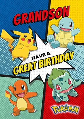 Grandson Personalised Pokemon Birthday Card