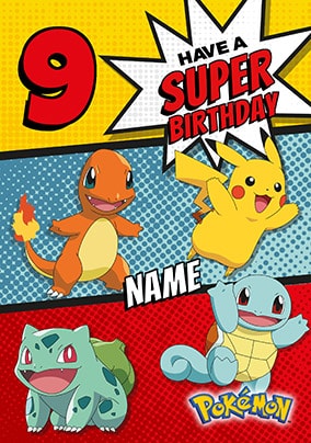 Pokemon 9th Birthday Personalised Card