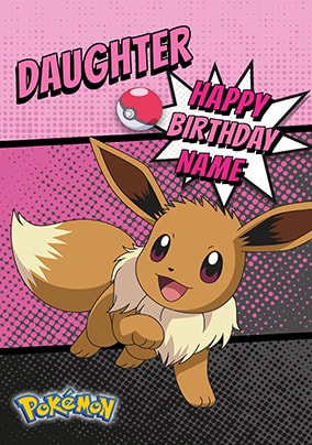 Daughter - Eevee Pokemon Personalised Birthday Card