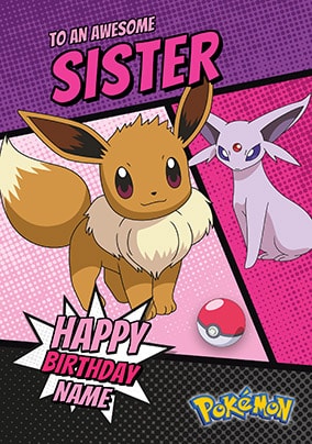 Sister - Eevee Pokemon Personalised Birthday Card