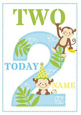 Cheeky Monkeys 2nd Birthday Card
