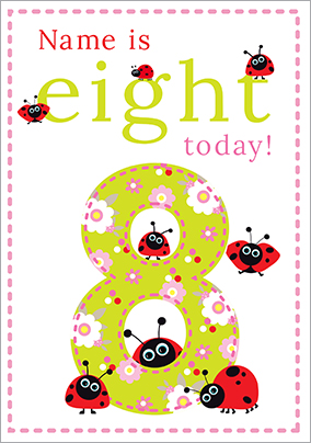 Eight Ladybirds 8th Birthday Card