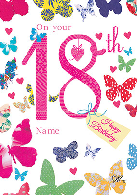 Butterflies Milestone 18th Birthday Card