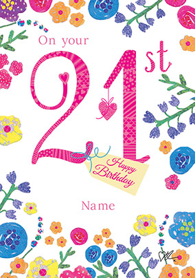 Bright Floral Milestone 21st Birthday Card