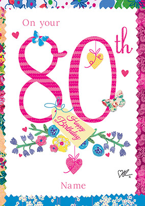 Bluebells Milestone 80th Birthday Card