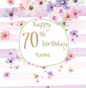 Lilac Stripe 70th Birthday Card