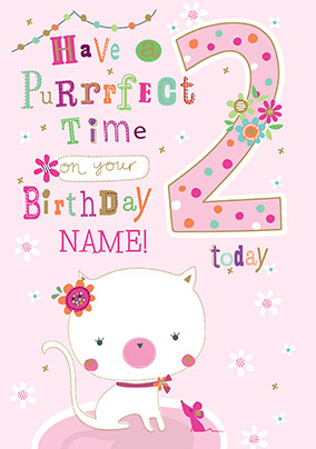 2 Today Purrfect Time Personalised Card
