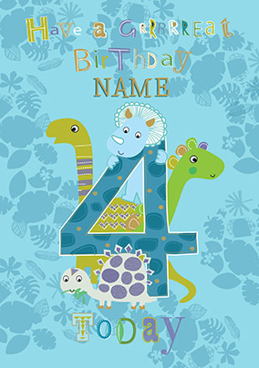 4th Birthday Dinosaur Cards