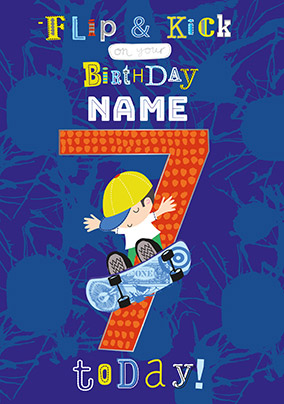 7th Birthday Skateboarding Personalised Card