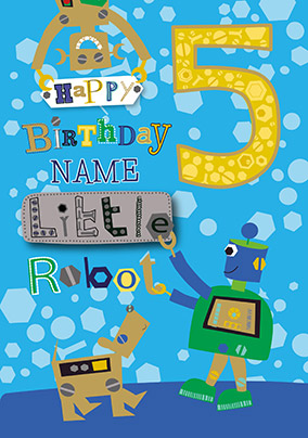 5th Birthday Little Robot Personalised Card