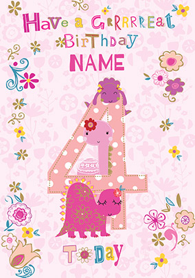 4th Grrreat Birthday Personalised Card