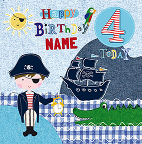 4 Today Pirate Ship Birthday Card