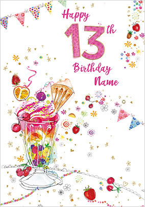 13th Birthday Ice Cream Sundae Card