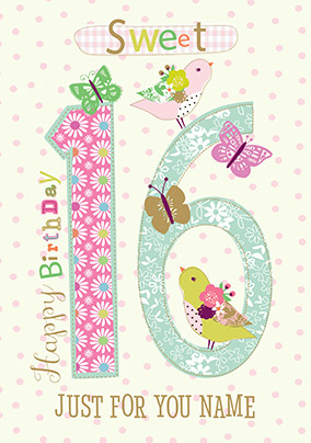 Sweet 16th Birthday Personalised Card