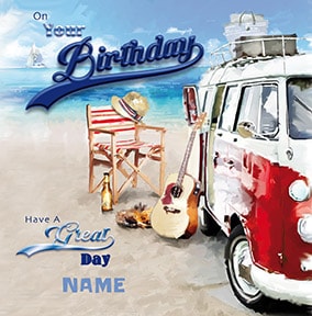 Beach Camper Personalised Birthday Card